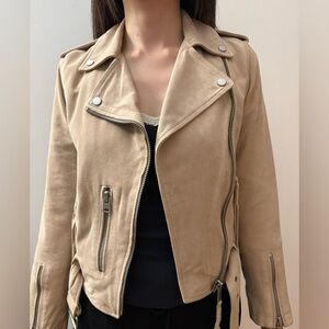 All Saints Beige Balfern Biker Jacket